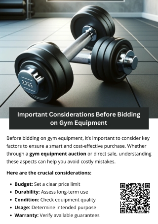 Important Considerations Before Bidding on Gym Equipment