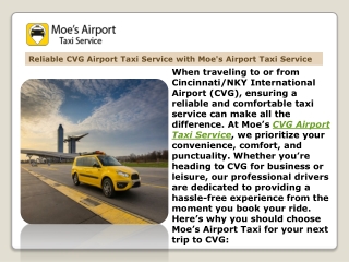 Reliable CVG Airport Taxi Service with Moe's Airport Taxi Service