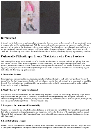 Fashionable Philanthropy: Brands That Repay with Every Purchase