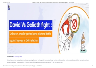 David Vs Goliath fight _ Unknown, smaller parties brave electoral battle against bigwigs in Delhi election