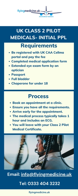 Infographic:- UK Class 2 Pilot Medicals- Initial PPL