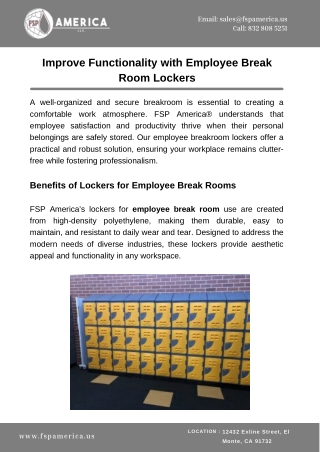 Improve Functionality with Employee Break Room Lockers