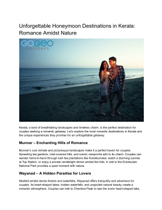 Unforgettable Honeymoon Destinations in Kerala_ Romance Amidst Nature