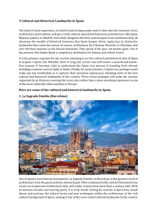 9 Cultural and Historical Landmarks in Spain