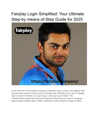 Fairplay Login Simplified: Your Ultimate Step-by means of-Step Guide for 2025