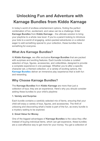 Unlocking Fun and Adventure with Karnage Bundles from Kiddo Karnage