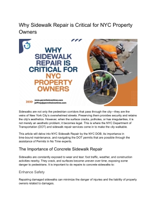 Why Sidewalk Repair is Critical for NYC Property Owners