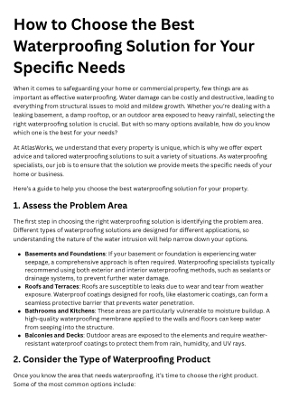 How to Choose the Best Waterproofing Solution for Your Specific Needs