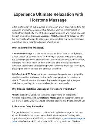 Experience Ultimate Relaxation with Hotstone Massage