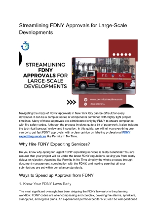 Streamlining FDNY Approvals for Large-Scale Developments