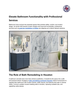 Elevate Bathroom Functionality with Professional Services