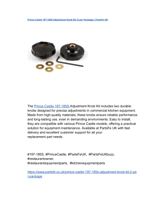 Prince Castle 197-185S Adjustment Knob Kit (2 per Package) _ PartsFe UK