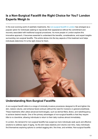 Is a Non-Surgical Facelift the Right Choice for You London Experts Weigh In