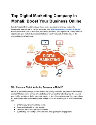 Top Digital Marketing Company in Mohali: Boost Your Business Online