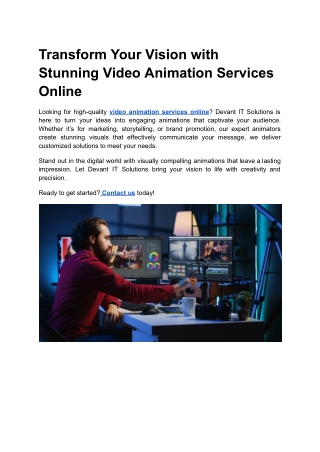 Transform Your Vision with Stunning Video Animation Services Online