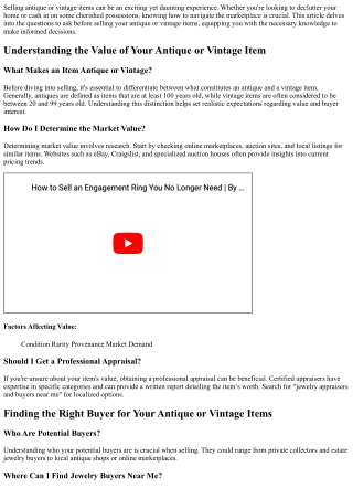 “Questions to Ask Before Selling Your Antique or Vintage Items”