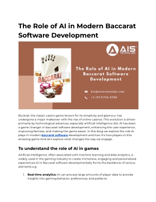 The Role of AI in Modern Baccarat Software Development