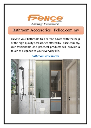 Bathroom Accessories | Felice.com.my