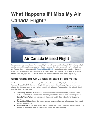 What Happens If I Miss My Air Canada Flight