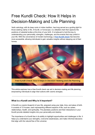 Free Kundli Check_ How It Helps in Decision-Making and Life Planning