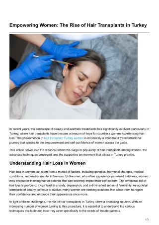 Empowering Women The Rise of Hair Transplants in Turkey