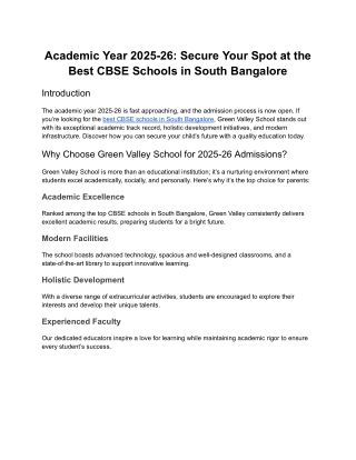 Academic Year 2025-26_ Secure Your Spot at the Best CBSE Schools in South Bangalore