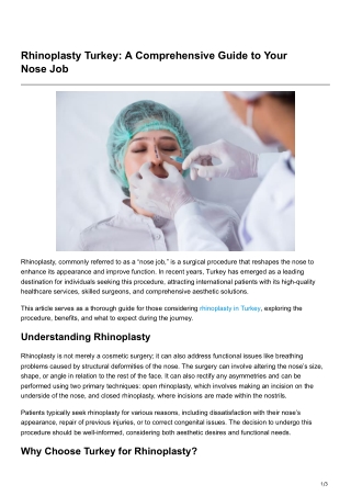 Rhinoplasty Turkey A Comprehensive Guide to Your Nose Job