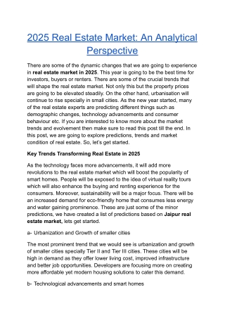 2025 Real Estate Market_ An Analytical Perspective