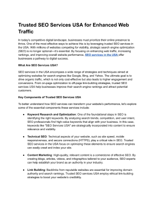 Trusted SEO Services USA for Enhanced Web Traffic