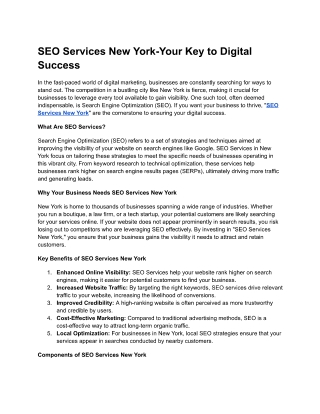 SEO Services New York-Your Key to Digital Success