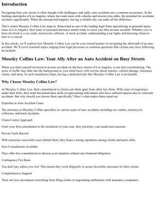 Moseley Collins Law: Your Ally After an Auto Accident on Busy Streets