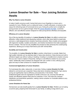 Lemon Smasher for Sale – Your Juicing Solution Awaits