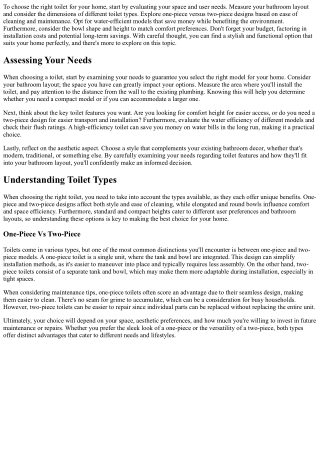 How to Choose the Right Toilet for Your Home