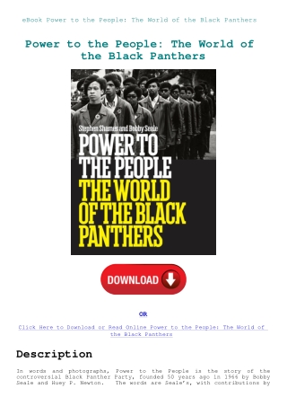 eBook Power to the People The World of the Black Panthers