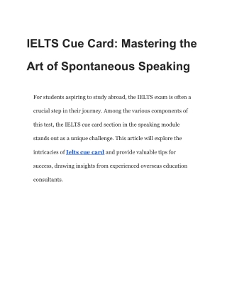 IELTS Cue Card_ Mastering the Art of Spontaneous Speaking