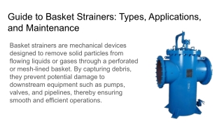 Guide to Basket Strainers_ Types, Applications, and Maintenance