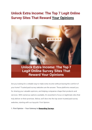 Unlock Extra Income_ The Top 7 Legit Online Survey Sites That Reward Your Opinions