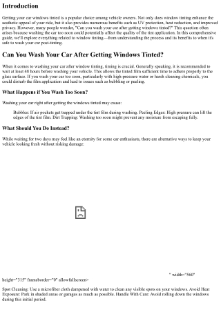 Can You Wash Your Car After Getting Windows Tinted?