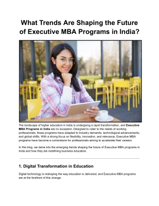 What Trends Are Shaping the Future of Executive MBA Programs in India