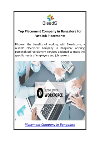 Top Placement Company in Bangalore for Fast Job Placements