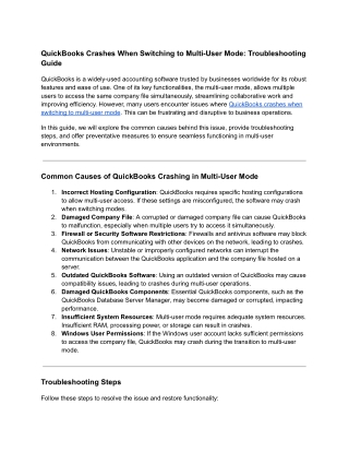 QuickBooks Crashes When Switching to Multi-User Mode_ Troubleshooting Guide