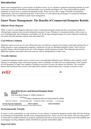 Smart Waste Management: The Benefits of Commercial Dumpster Rentals