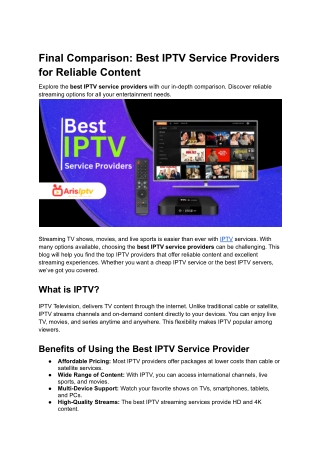 Final Comparison_ Best IPTV Service Providers for Reliable Content