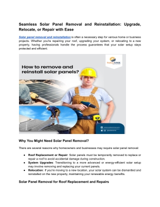 Seamless Solar Panel Removal and Reinstallation