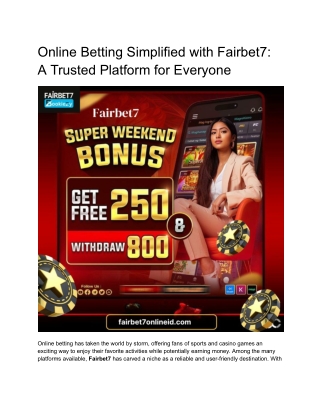 Online Betting Simplified with Fairbet7_ A Trusted Platform for Everyone