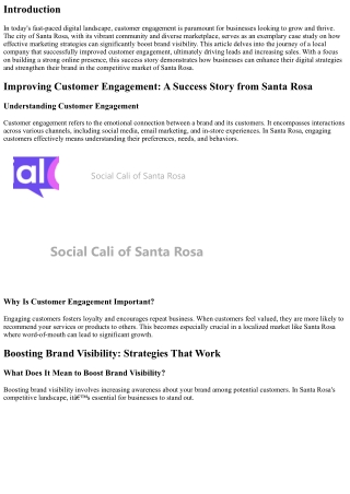 Improving Customer Engagement: A Success Story from Santa Rosa