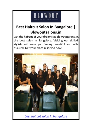 Best Haircut Salon In Bangalore  Blowoutsalons.in