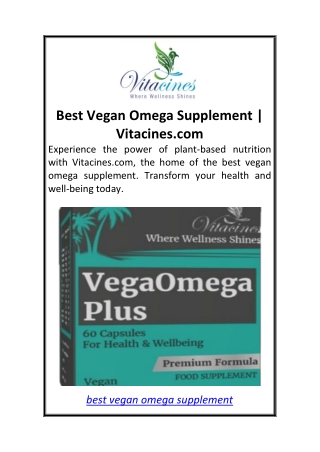 Best Vegan Omega Supplement  Vitacines.com