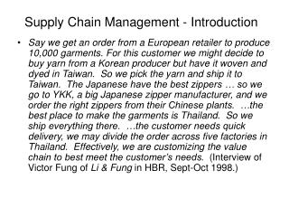 Supply Chain Management - Introduction