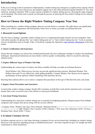 How to Choose the Right Window Tinting Company Near You